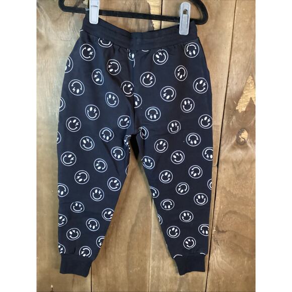 Blush Lotus Black With White Smiley Face French Terry Jogger Size 7Y - Picture 4 of 5